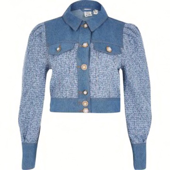 Cropped denim tweed jacket - Picture 7 of 7